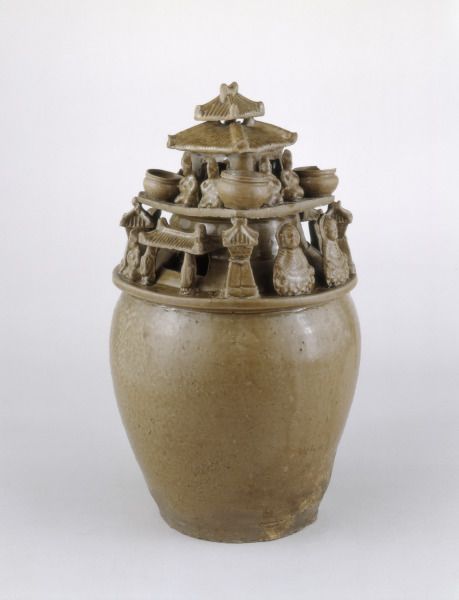 Soul Urn Decorated with Seated Buddha Figures