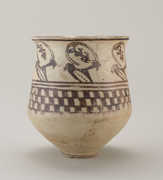 Large Cup Decorated with Stylized Mountain Goats and Birds - Image 3