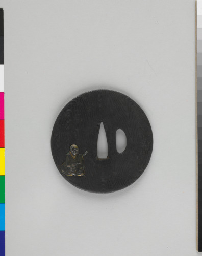 Sword Guard Decorated with Seated Woman and Cut Irises - Image 2