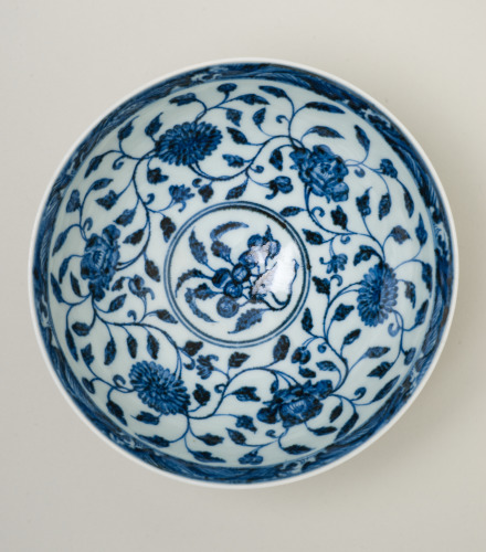 Bowl Decorated with Design of Flowers and Leafy Vines - Image 2