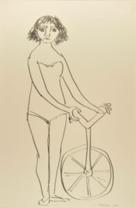 Girl in Bathing Suit with Unicycle