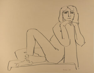 Seated Nude with Chin Resting on Post