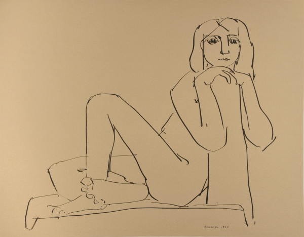 SEATED NUDE WITH CHIN RESTING ON POST