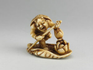 Okimono: Oni on a Lotus Leaf Raft