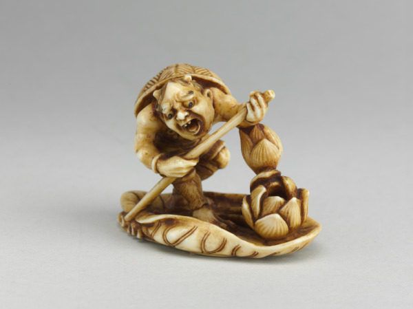 Okimono: Oni on a Lotus Leaf Raft