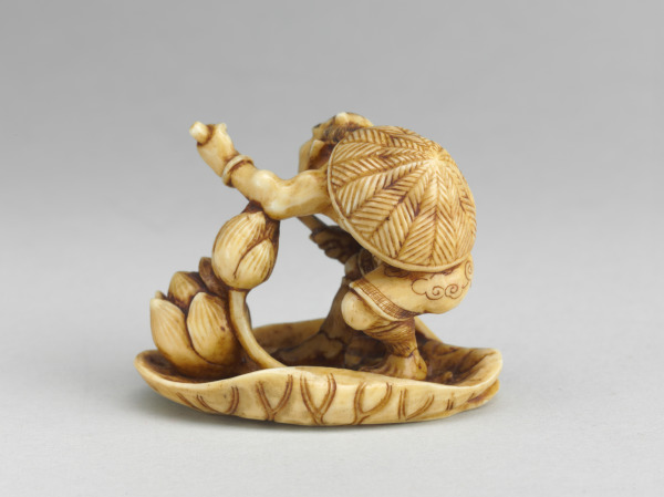 Okimono: Oni on a Lotus Leaf Raft - Image 4