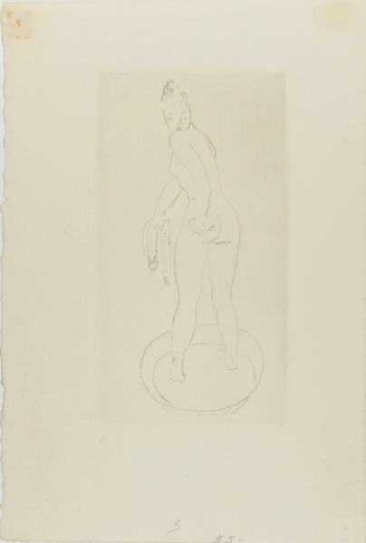 Woman Standing in Tub, Back View