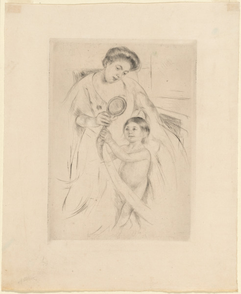 MOTHER SHOWING MIRROR TO HER DAUGHTER