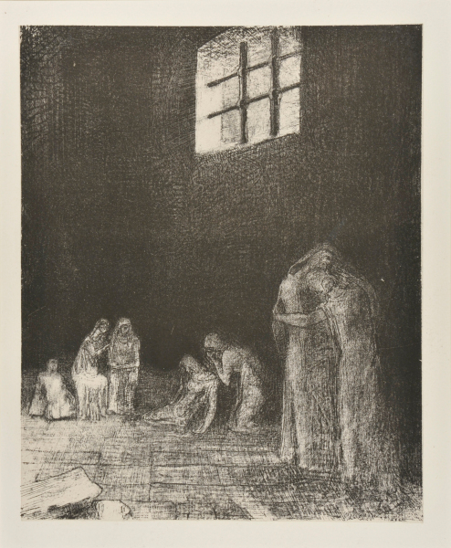 In the Shadows Are People, Weeping and Praying, Surrounded by Others Who Are Exhorting Them (Dans l’ombre des gens pleurent et prient entourés d’autres qui les exhortent)
