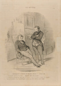 Inconvenient d’envoyer un mauvais tableau à l’exposition. Ils ont écrit au dessus de ma forêt! – Epinards douze sous le mètre! Et moi donc, ma magnifique étude digne de Géricault, ils ont eu la barbarie d’y coller cette étiquette! ceci est un cheval, ne pas le prendre pour un âne ce qui ferait confusion avec l’auteur!