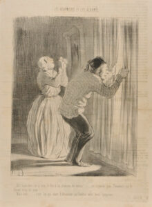 Ah! mon dieu, on a mis le feu à la maison du voisin!….. ne regarde pas, Théodore, ça te ferait trop de mal!….. – Mais non….. c’est lui qui vient d’illuminer sa fenêtre avec trois lampions!….