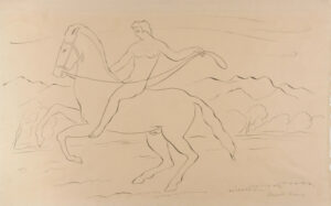 Phaeton on Horseback, Study #1. Preliminary drawing for Joseph Gavorse, ‘The Story of Phaeton, Son of Apollo’