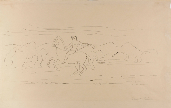 PHAETON ON HORSEBACK, STUDY #2. PRELIMINARY DRAWING FOR JOSEPH GAVORSE, 'THE STORY OF PHAETON, SON OF APOLLO'
