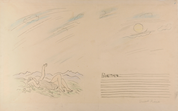 PHAETON WATCHING THE SUN. PRELIMINARY DRAWING FOR JOSEPH GAVORSE, 'THE STORY OF PHAETON, SON OF APOLLO'