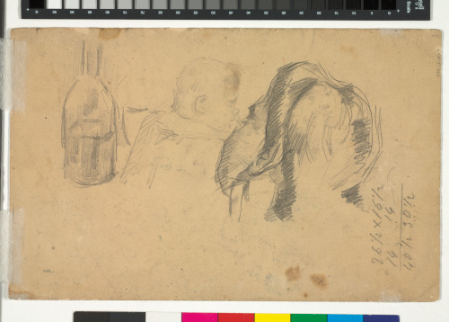 The Poplar (recto); Studies of Woman’s Head, Child’s Head and Bottle (verso) - Image 2
