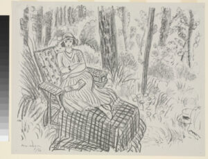 Young Girl on a Chaise Longue in a Forest