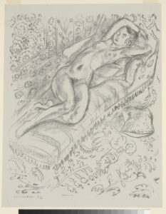 Sleeping Nude on a Chaise Longue with Decorative Background