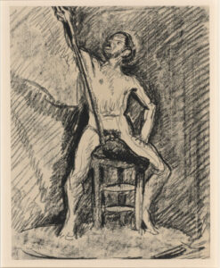 Nude Male Model Seated on a Stool