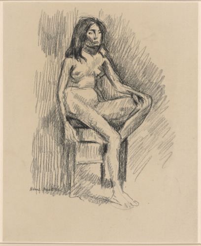 Nude Female Model Seated on a Stool, Facing Right
