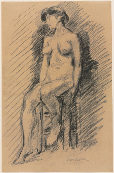 Seated Nude on Stool, Facing Left
