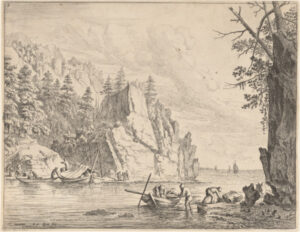 Fishermen Catching Crayfish on the Rhine