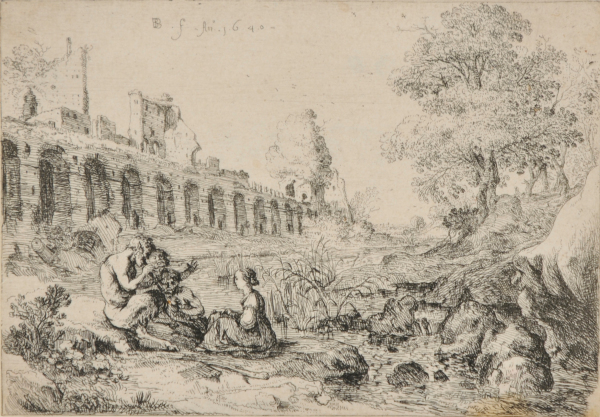 LANDSCAPE WITH THREE SATYRS AND A GIRL