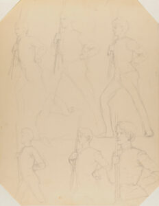 Sketches of a Young Man with a Staff