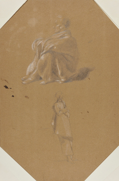 Seated Male Figure, Standing Female(?) Figure