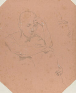 Young Man, Elbow on Hand and Knee