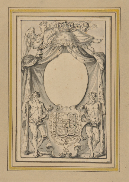 Armorial Frontispiece with Space for a Portrait