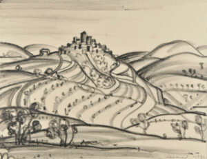 French Landscape. Drawing for a lithograph which was never made.