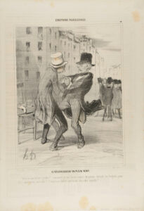 Le Dégraisseur en plein vent. – Veux-tu me lâcher, gredin? comment je suis forcé, coquin, de passer devant toi brigand, pour aller à mon bureau, misérable! Et voilà trois habits que tu me dégrades canaille!!…