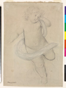 Flying Cherub (recto); Nymph Garlanding a Statue (verso)