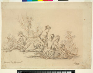 Shepherd with Three Shepherdesses and a Babe (recto); Bust of a Shepherdess (verso)