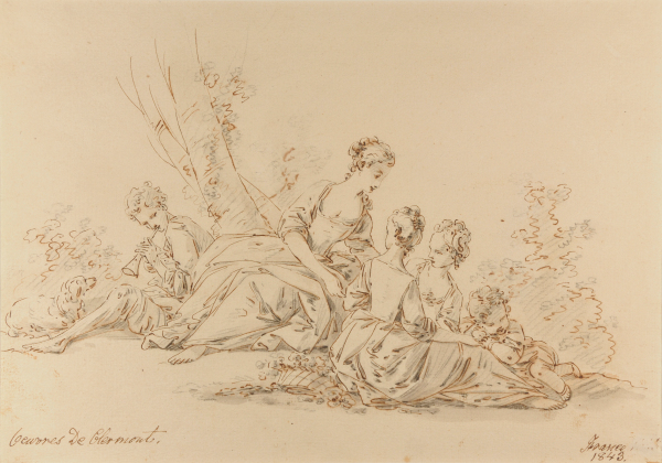 Shepherd with Three Shepherdesses and a Babe (recto); Bust of a Shepherdess (verso) - Image 2