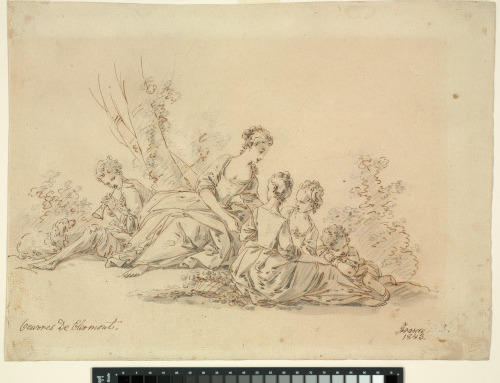 Shepherd with Three Shepherdesses and a Babe (recto); Bust of a Shepherdess (verso) - Image 3