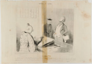 Le Passe-Port. L’étranger qui visite la Chine est soumis à une formalité indispensable; il reçoit un chiffon de papier sur lequel est écrit l’âge qu’il veut accuser, la profession qu’il dit exercer et le lieu qu’il lui plait d’assigner à sa naissance; tout cela suivi d’un signalement qui s’applique indistinctement à tout le monde, après quoi, moyennant 2 francs, le gouvernement Chinois est censé lui prêter secours et assistance pendant un an