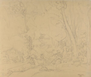 Au Bord de l’eau. Drawing for BMA 1931.47.9b; BMA also owns plate