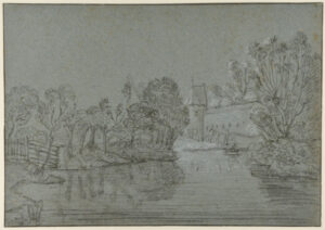 Landscape with Towered Moat (recto); Sketch (verso)