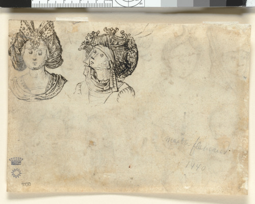 Nine Studies of Female Heads (recto); Two Studies of Female Heads (verso) - Image 2