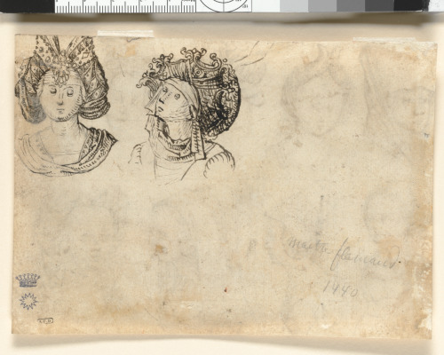 Nine Studies of Female Heads (recto); Two Studies of Female Heads (verso) - Image 9