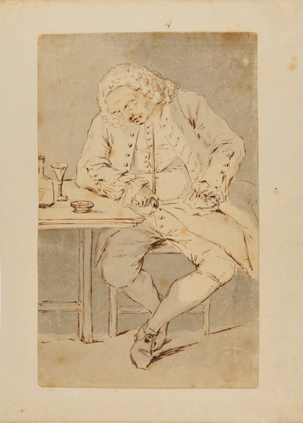 A Man Asleep Over his Wine
