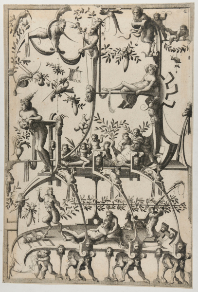 Surface Decoration, Grotesque with Strapwork, Borne by Satyrs