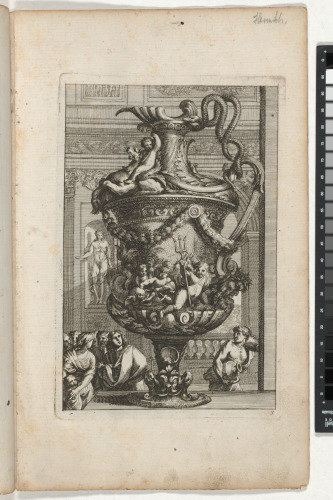 LARGE VASE WITH A PUTTO HOLDING A TRITON