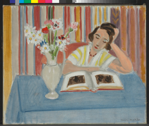 Girl Reading, Vase of Flowers