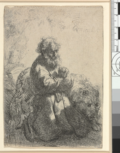 SAINT JEROME KNEELING IN PRAYER, LOOKING DOWN