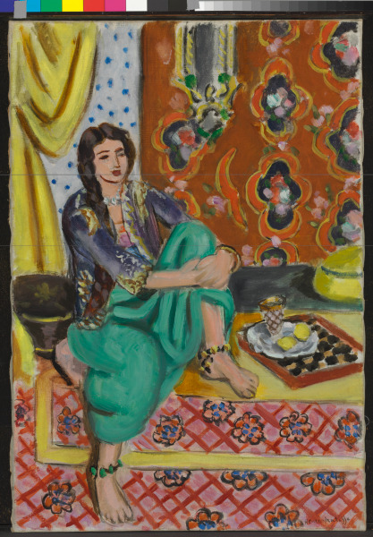 Seated Odalisque, Left Knee Bent, Ornamental Background and Checkerboard - Image 1