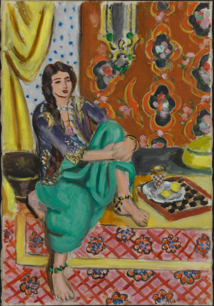 Seated Odalisque, Left Knee Bent, Ornamental Background and Checkerboard - Image 5