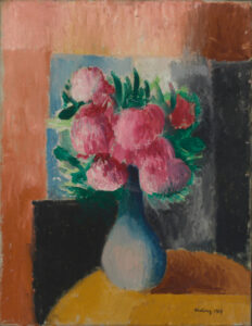 Vase of Peonies with Abstract Background