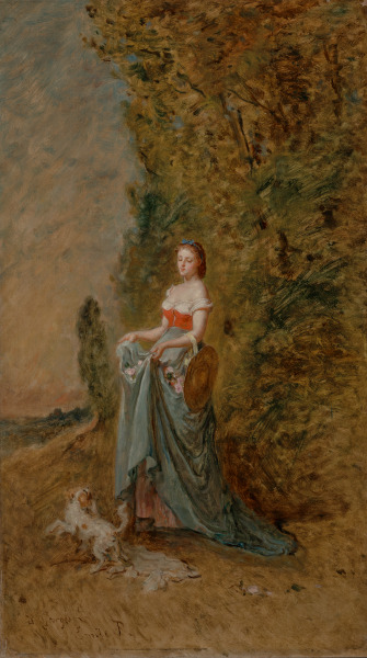 Lady with Dog in Landscape